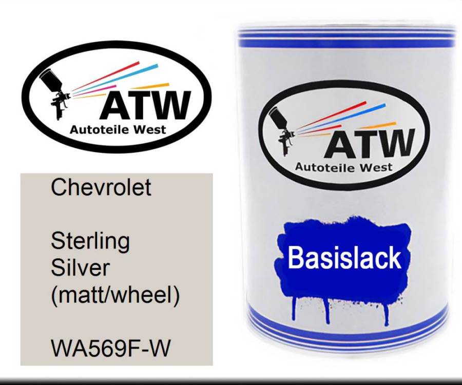 Chevrolet, Sterling Silver (matt/wheel), WA569F-W: 500ml Lackdose, von ATW Autoteile West.